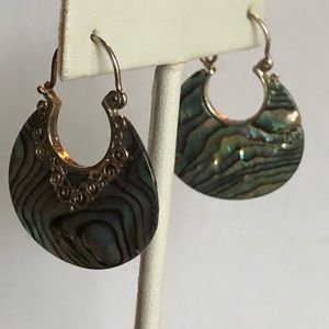Abalone Shell Gemstones Fancy Cut in Sterling Silver Earrings